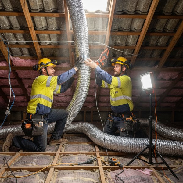 Ducted Air Con - Outdoor Unit Mounting and Refrigerant Line Connection in Adelaide